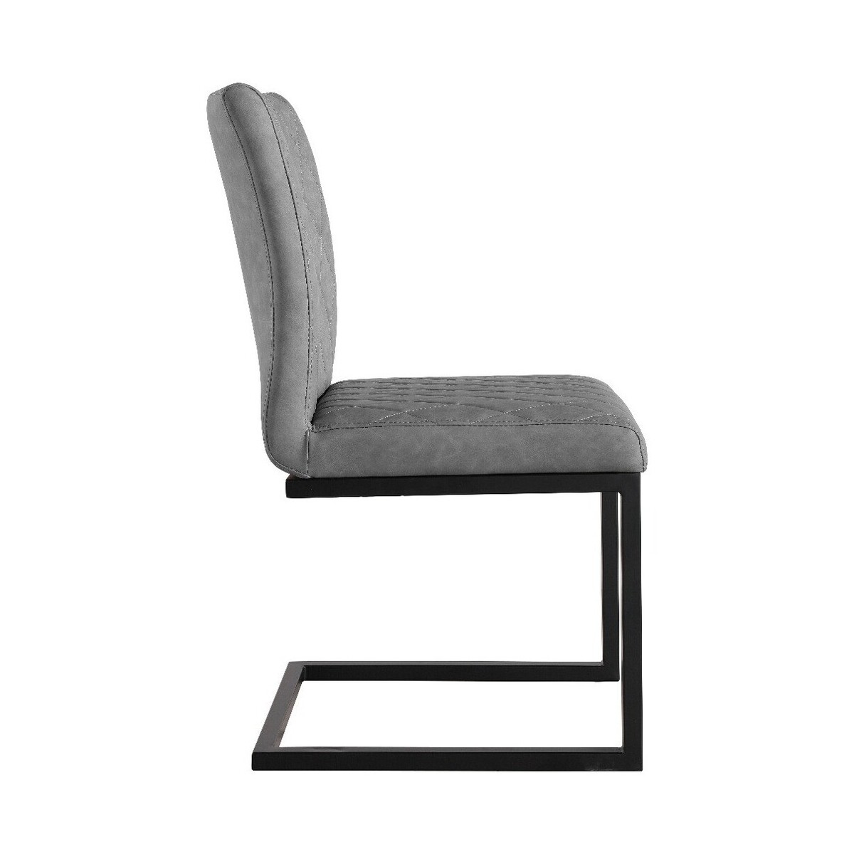 Rey Grey Diamond Stitch Dining Chairs - Grey, 2 Chairs – image 2