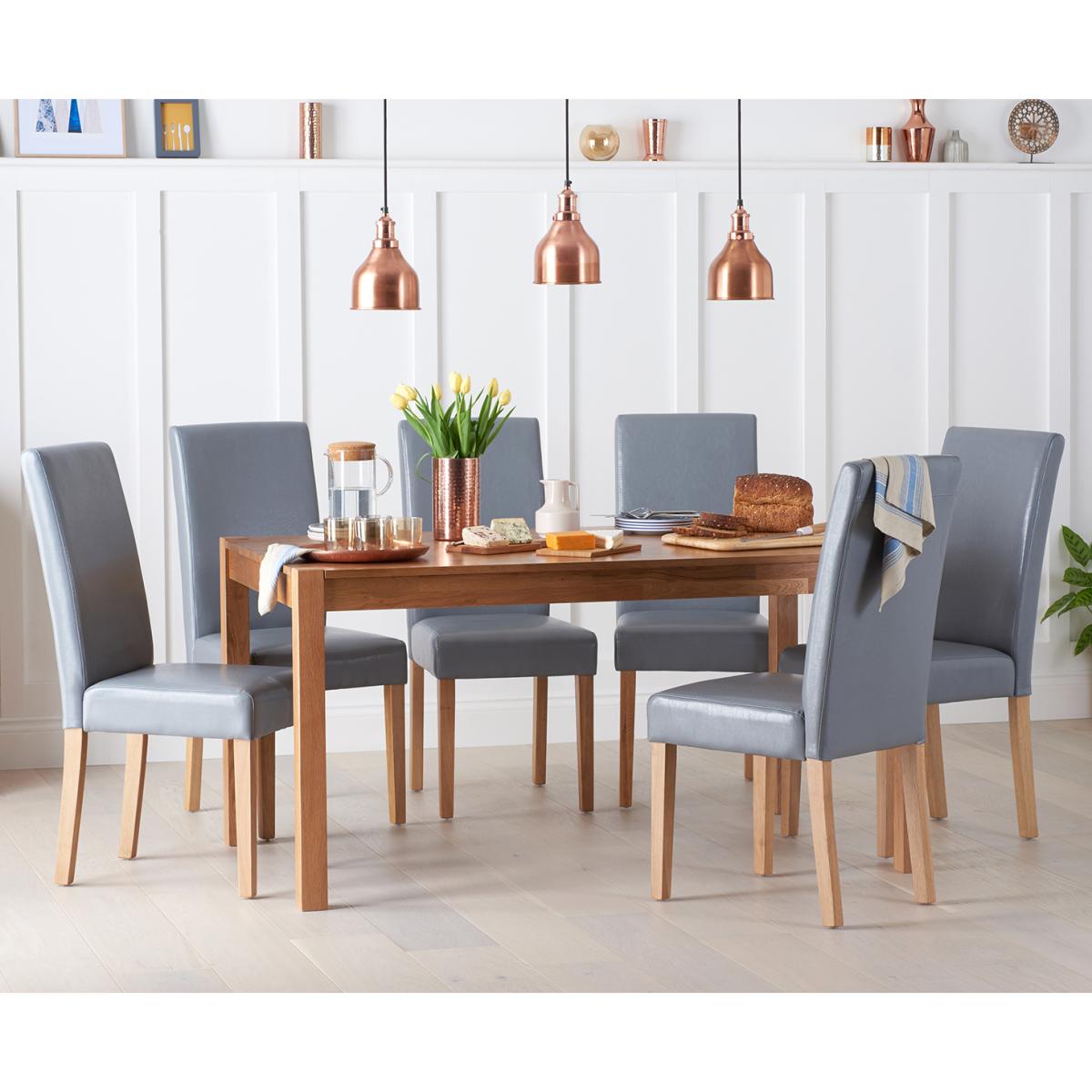 Oxford 150cm Solid Oak Dining Table with Grey Albany Chairs – image 2