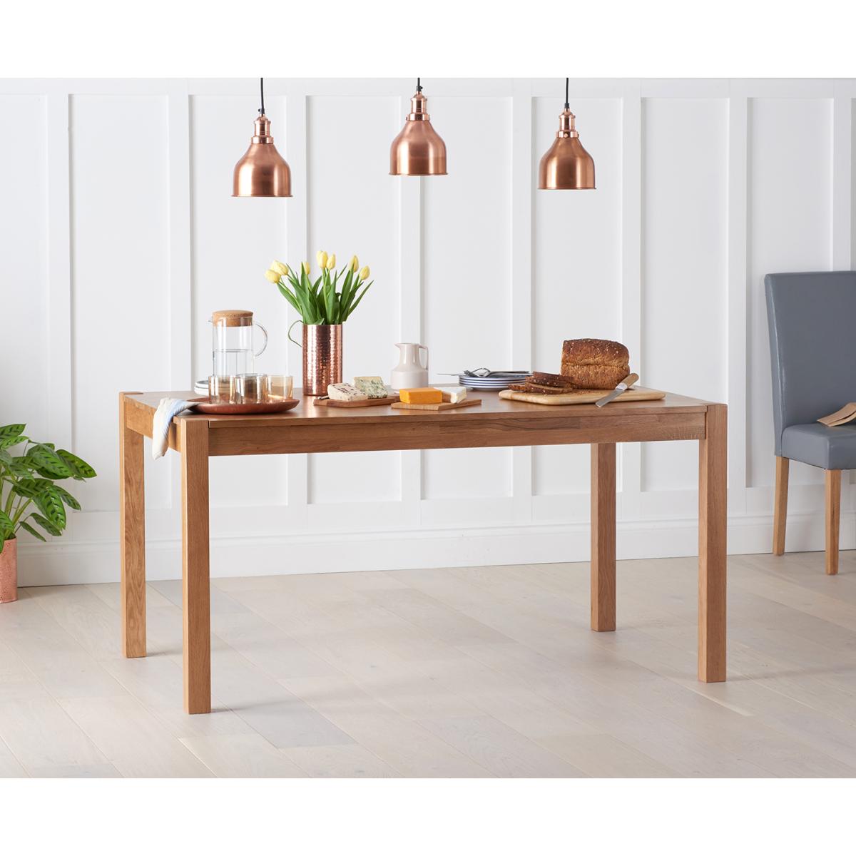 Oxford 150cm Solid Oak Dining Table with Grey Albany Chairs – image 11