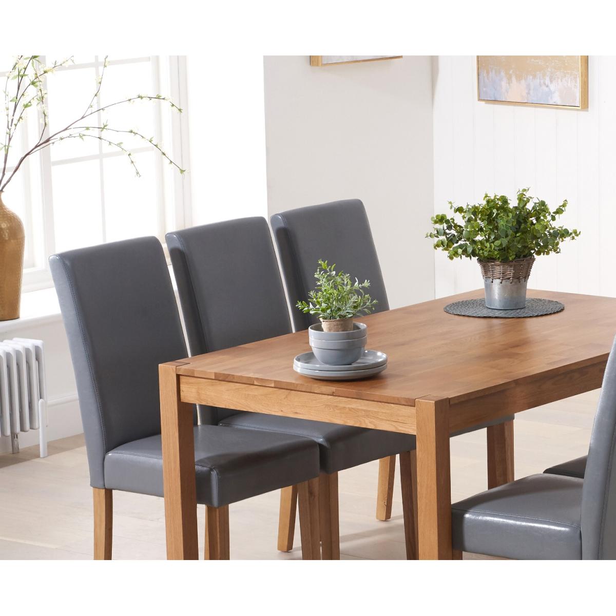 Oxford 150cm Solid Oak Dining Table with Grey Albany Chairs – image 6