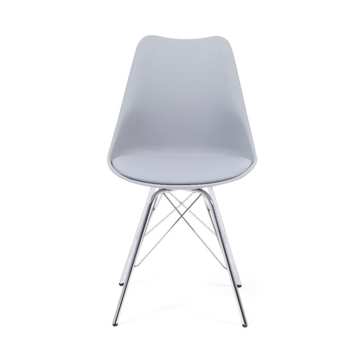 Celine Light Grey Faux Leather Chrome Leg Dining Chairs – image 2