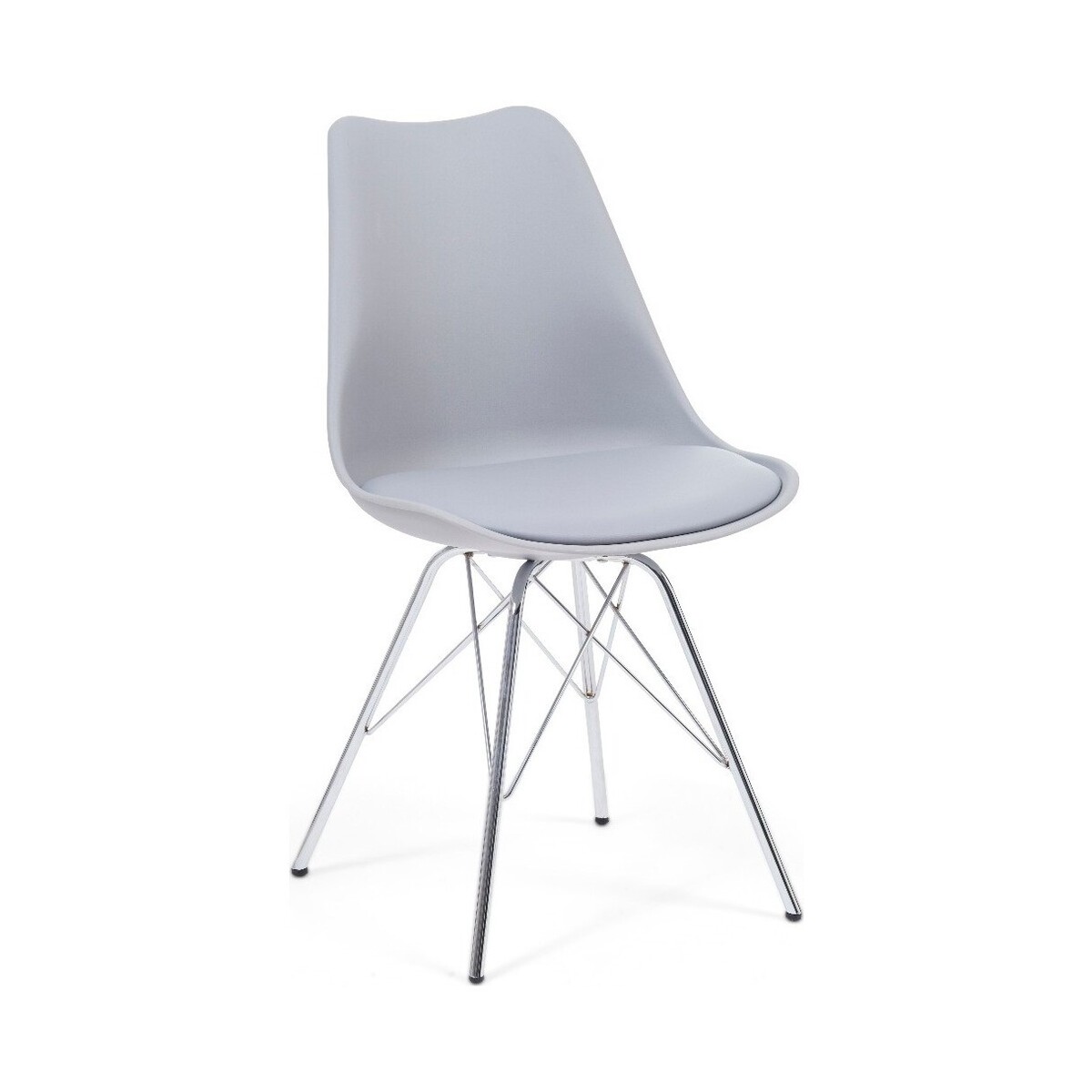 Celine Light Grey Faux Leather Chrome Leg Dining Chairs – image 1