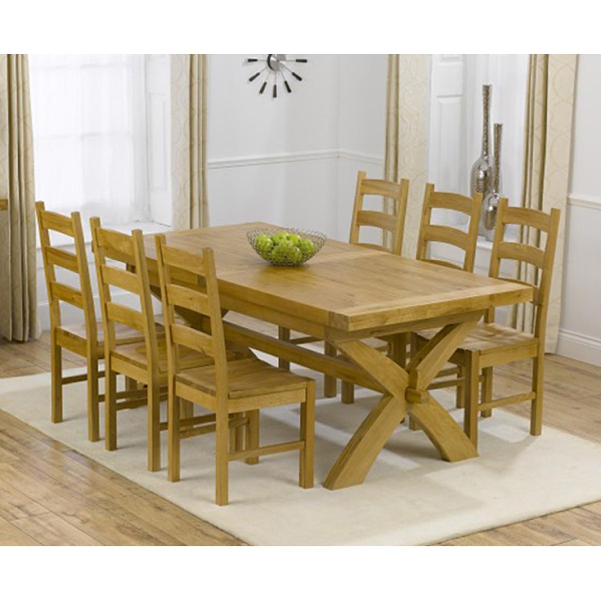 Cheshire 200cm Solid Oak Extending Dining Table with Vermont Chairs - Grey, 6 Chairs – image 1