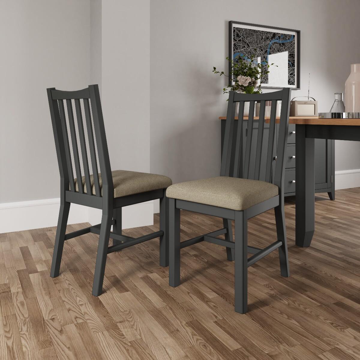 Arlia Oak and Grey Dining Chairs with Fabric Seats - Oak and Grey, 2 Chairs – image 2