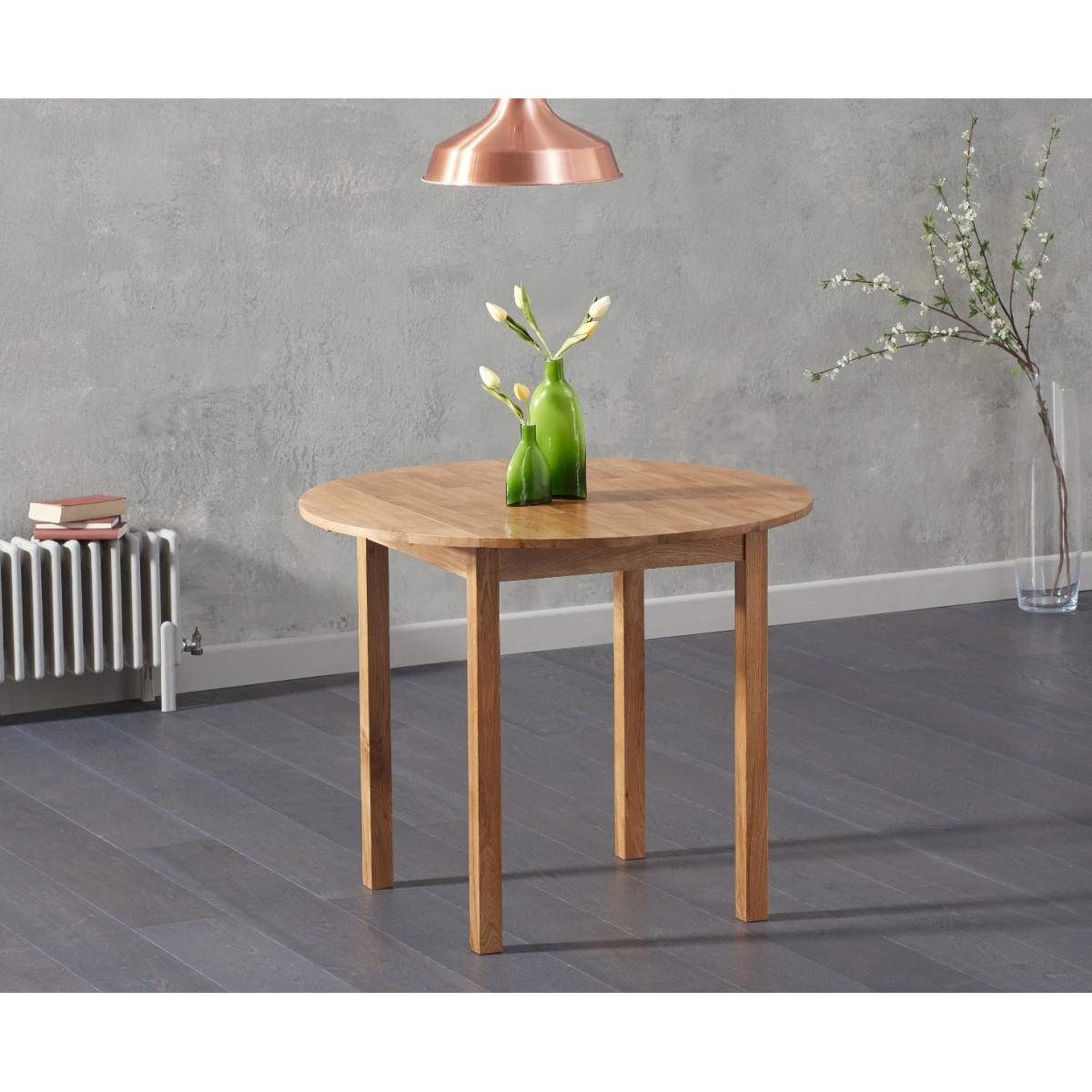 Oxford 90cm Solid Oak Drop Leaf Extending Dining Table with Halifax Faux Leather Chairs - Grey, 2 Chairs – image 3