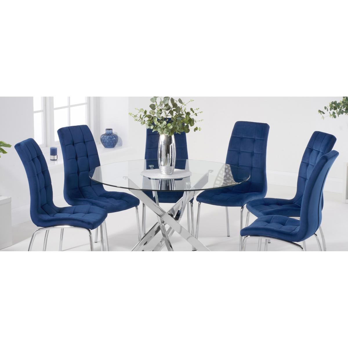 Denver 110cm Glass Dining Table with Calgary Velvet Chairs - Grey, 4 Chairs – image 14