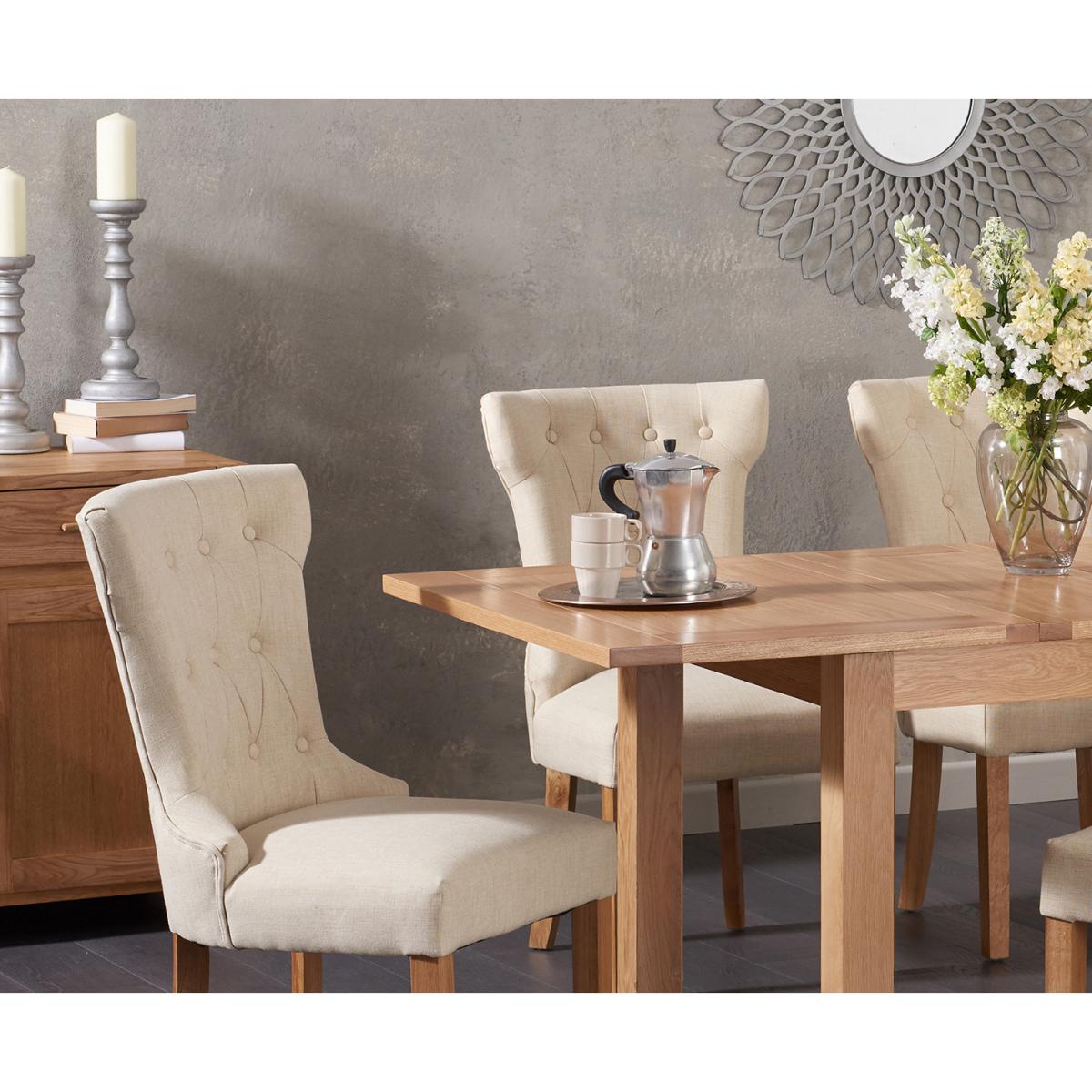 Cheadle 130cm Oak Extending Dining Table with Camille Fabric Chairs - Grey, 4 Chairs – image 2