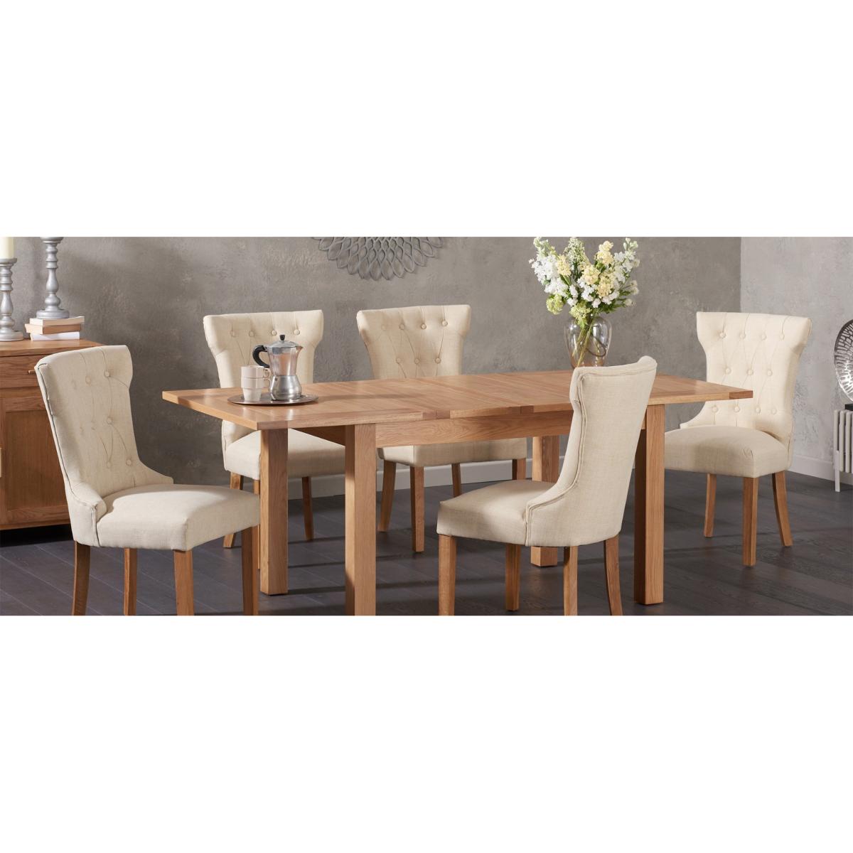 Cheadle 130cm Oak Extending Dining Table with Camille Fabric Chairs - Grey, 4 Chairs – image 5