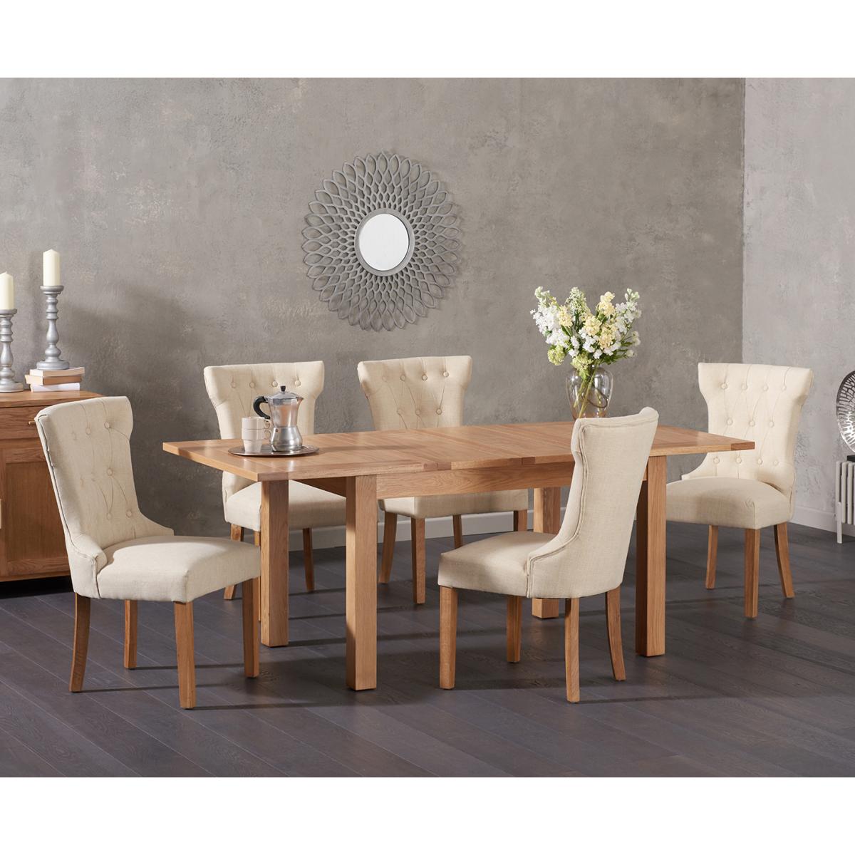 Cheadle 130cm Oak Extending Dining Table with Camille Fabric Chairs - Grey, 4 Chairs – image 1