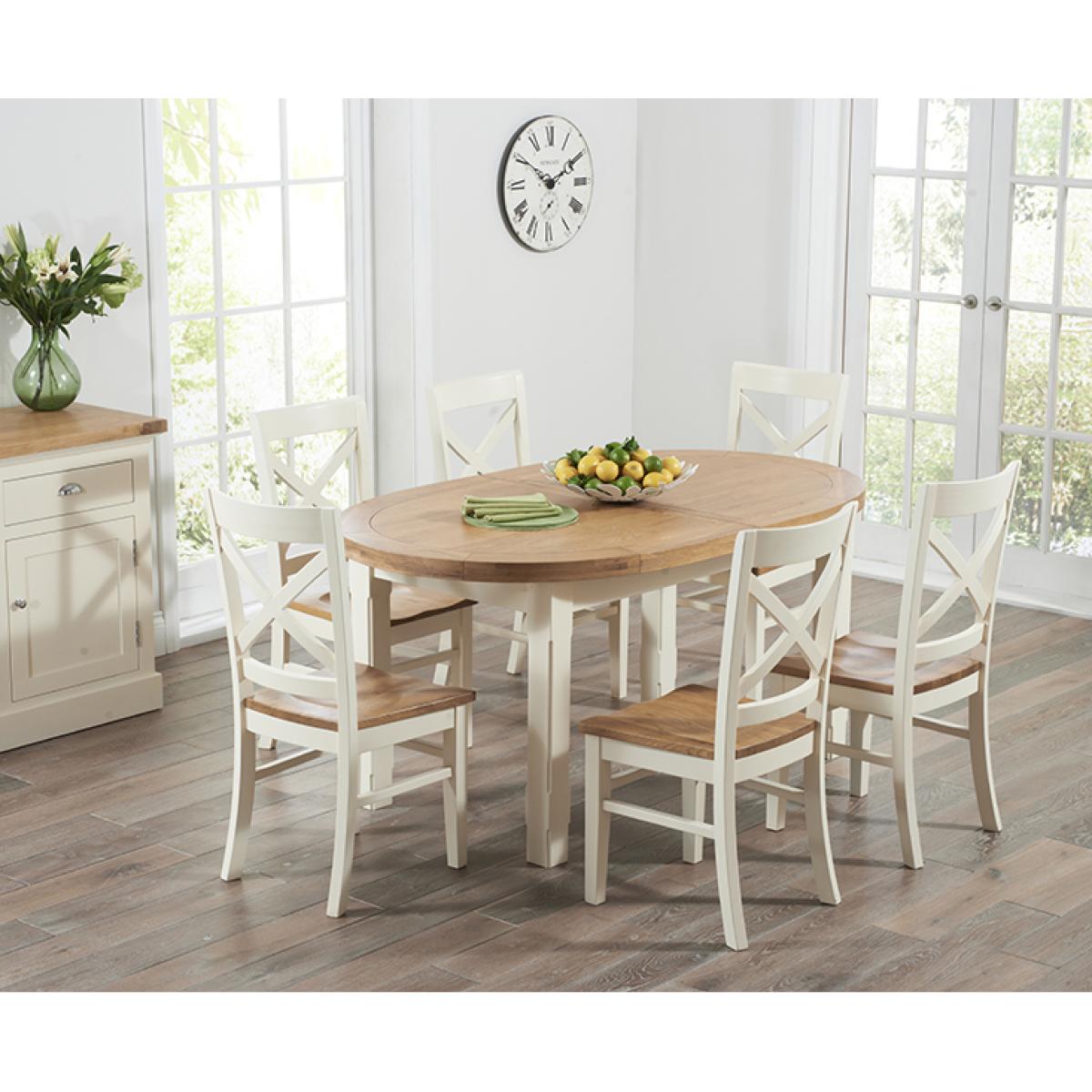 Chelsea Oak & Cream Extending Dining Table with Cavendish Chairs - Cream, 4 Chairs – image 2