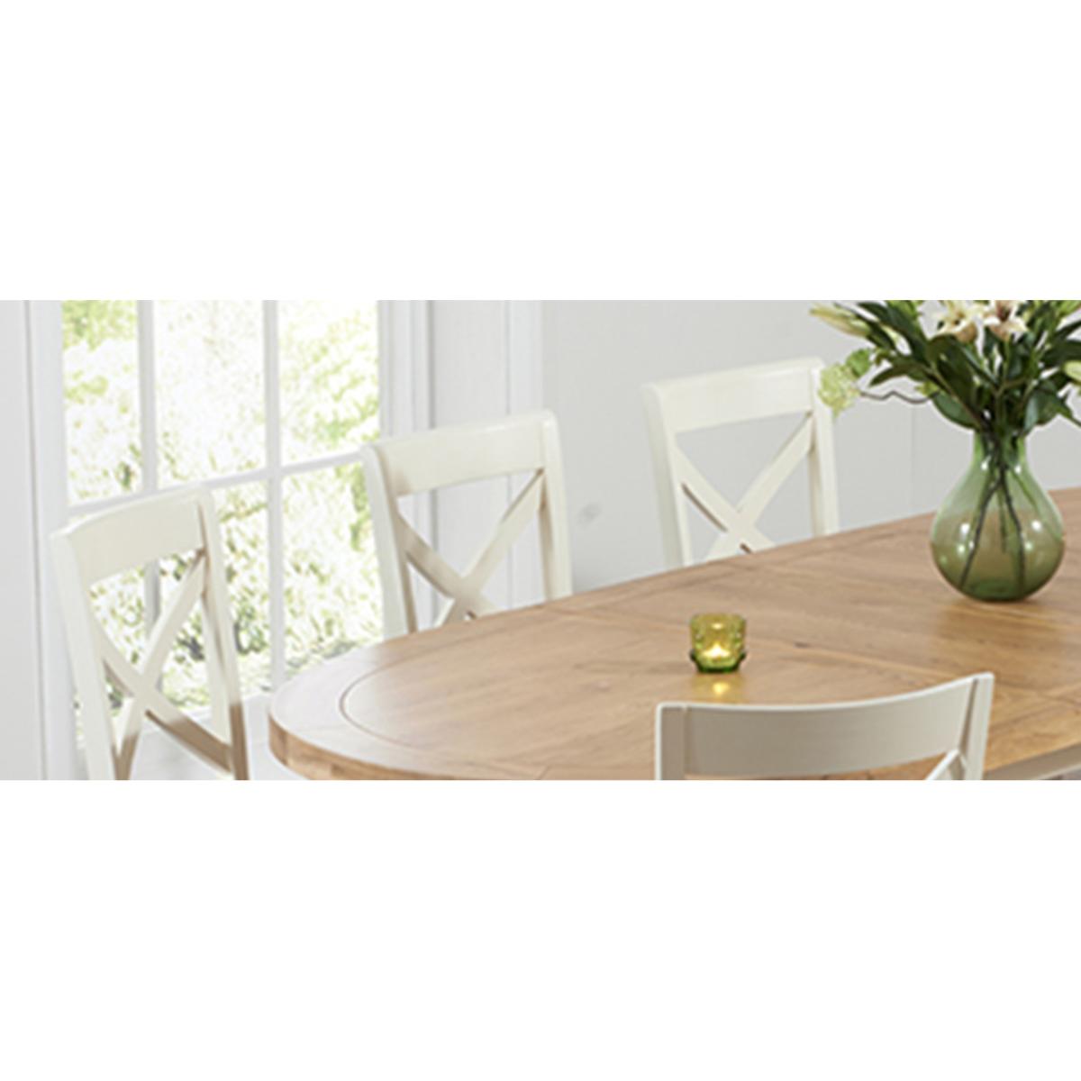 Chelsea Oak & Cream Extending Dining Table with Cavendish Chairs - Cream, 4 Chairs – image 11