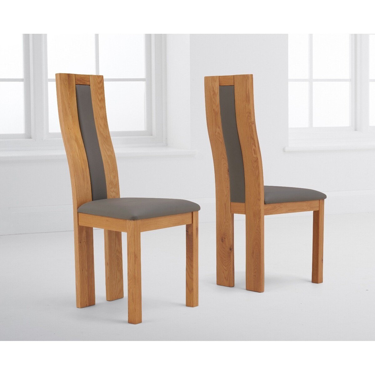 Toronto Solid Oak and Grey Dining Chairs - Grey, 2 Chairs – image 3