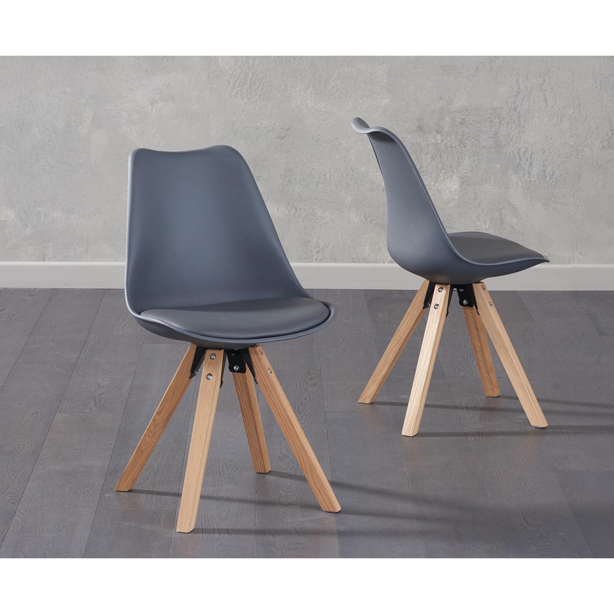 Oxford 120cm Solid Oak Dining Table with Oscar Square Leg Faux Leather Chairs and Oxford Bench - Mink, 2 Chairs – image 7