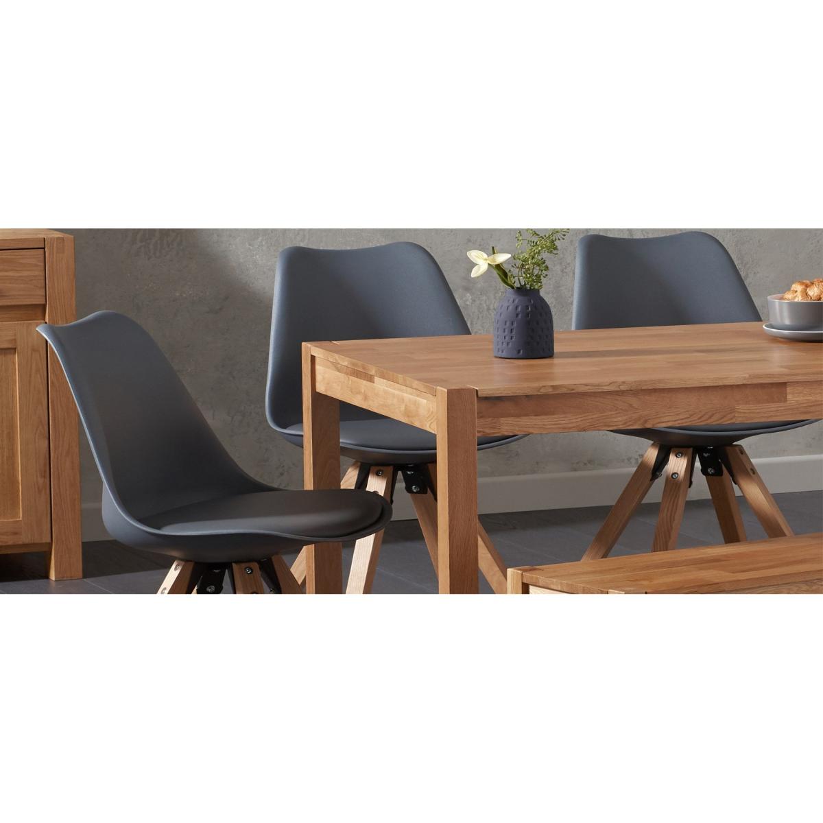 Oxford 120cm Solid Oak Dining Table with Oscar Square Leg Faux Leather Chairs and Oxford Bench - Mink, 2 Chairs – image 8