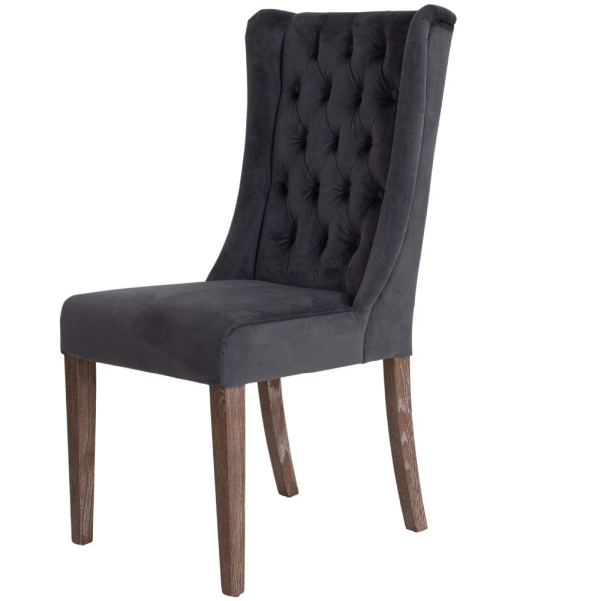 Libra Pair of Richmond Grey Velvet Buttonback Dining Chair – image 2