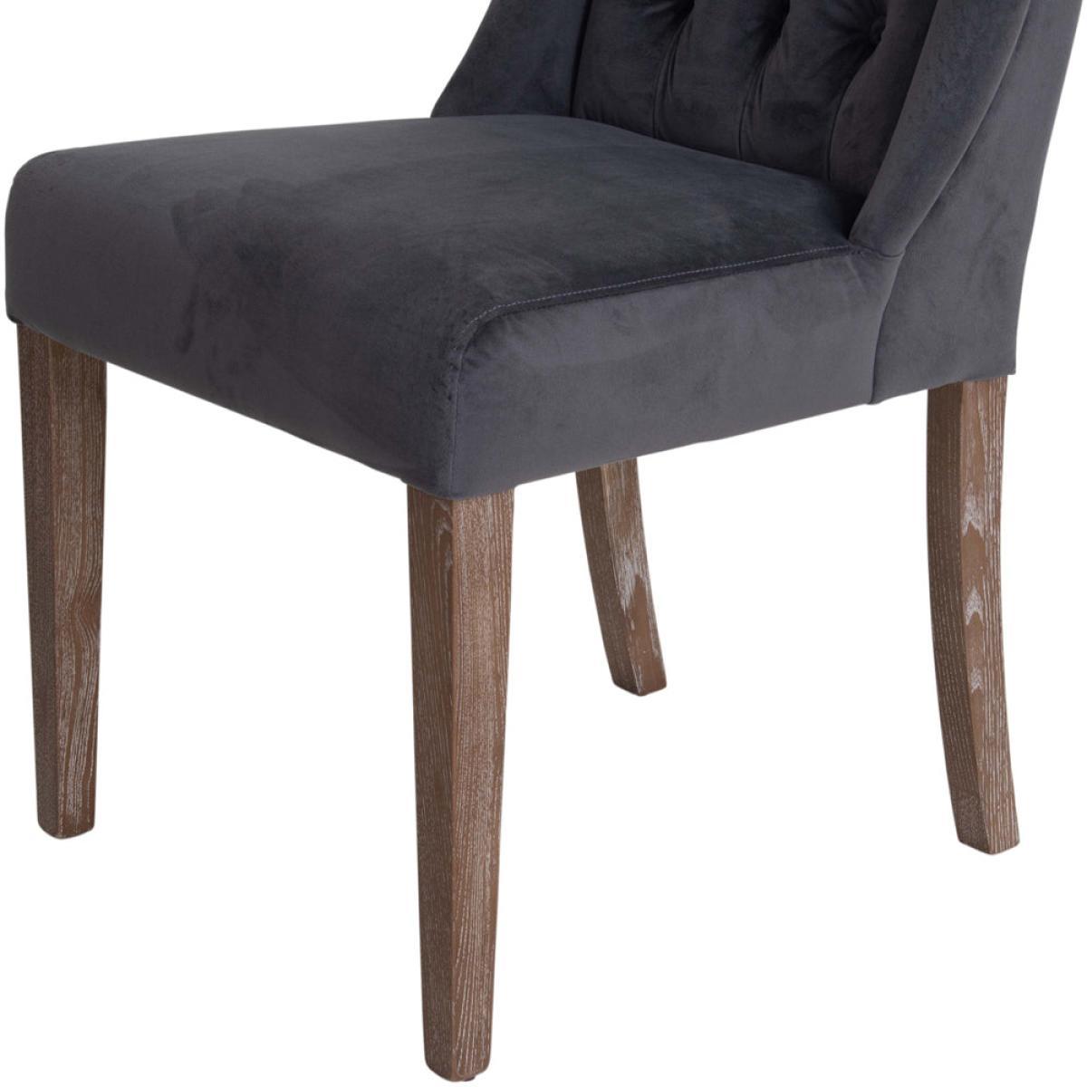 Libra Pair of Richmond Grey Velvet Buttonback Dining Chair – image 5