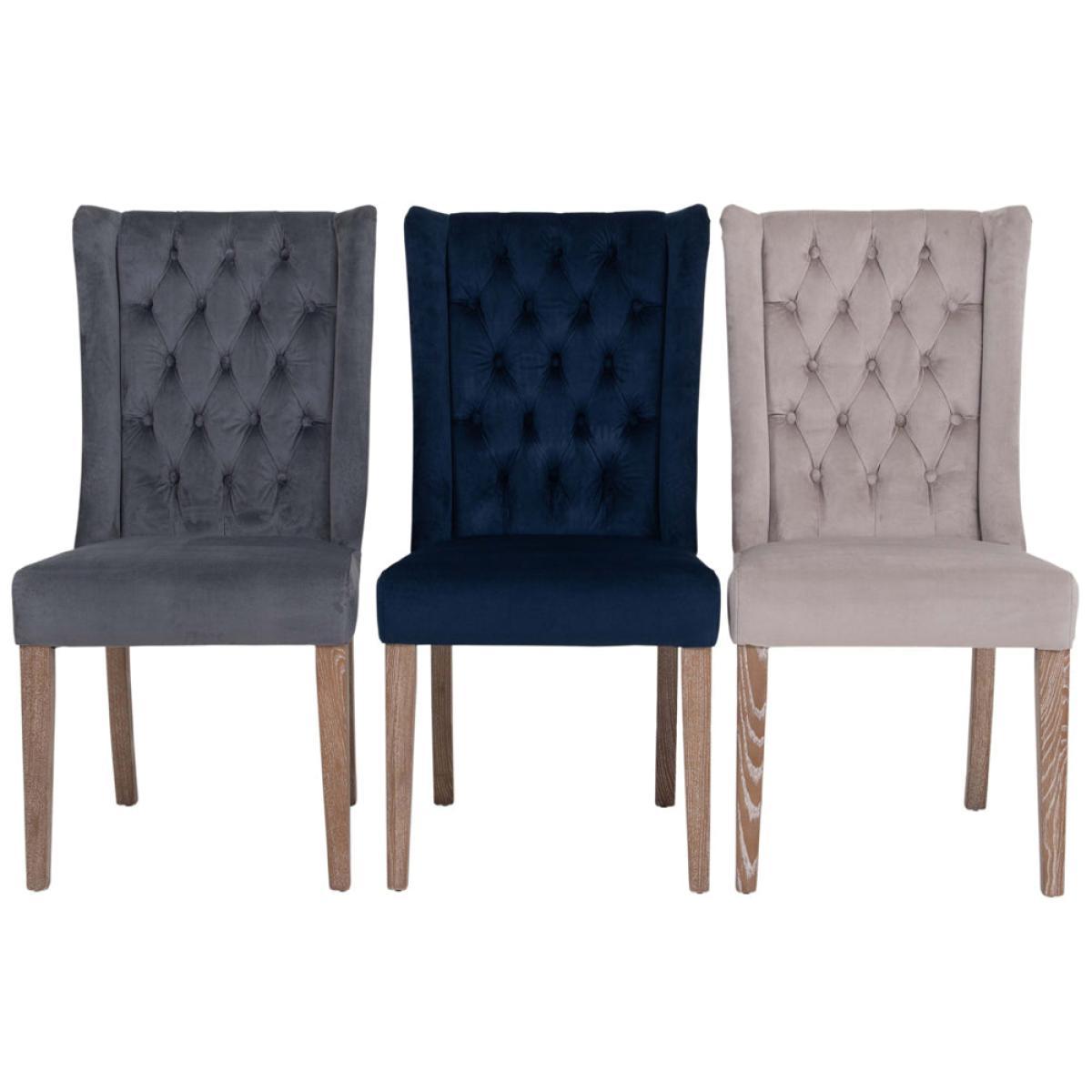 Libra Pair of Richmond Grey Velvet Buttonback Dining Chair – image 6