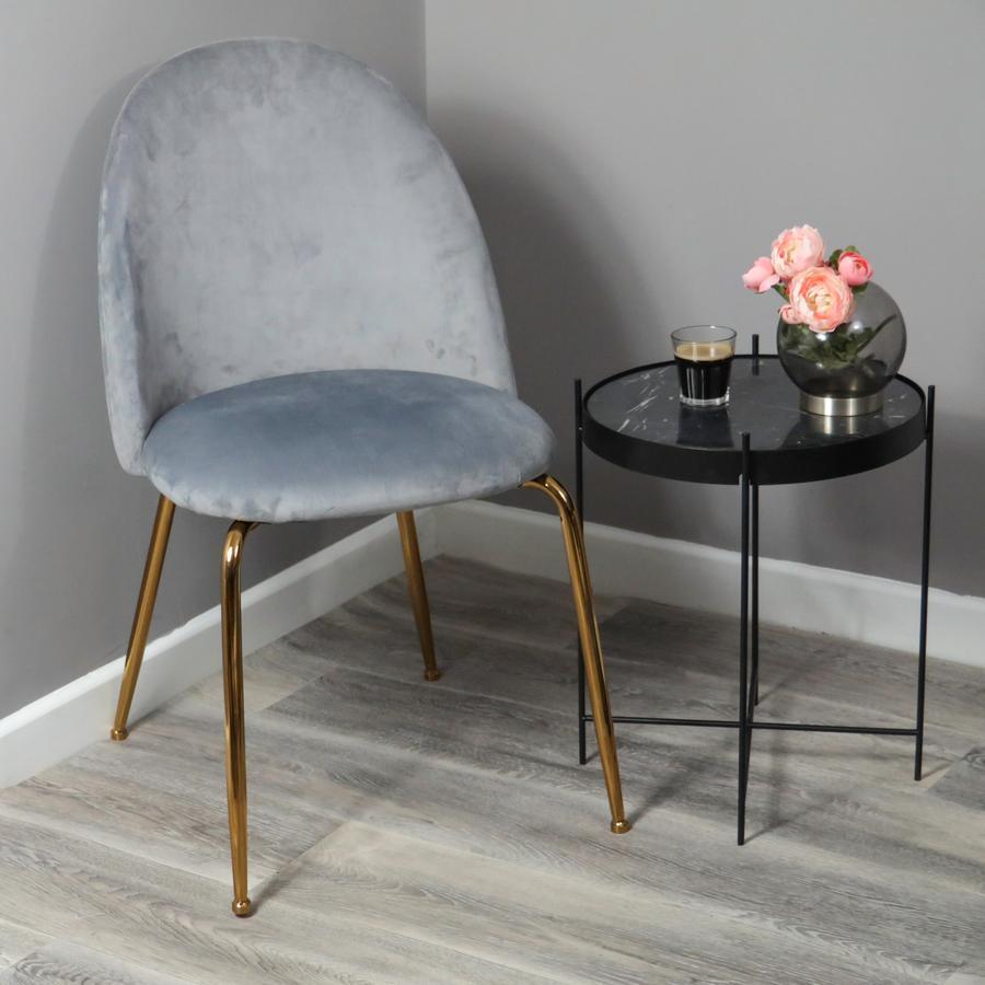Native Home Grey Velvet Dining Chair with Gold Legs – image 3