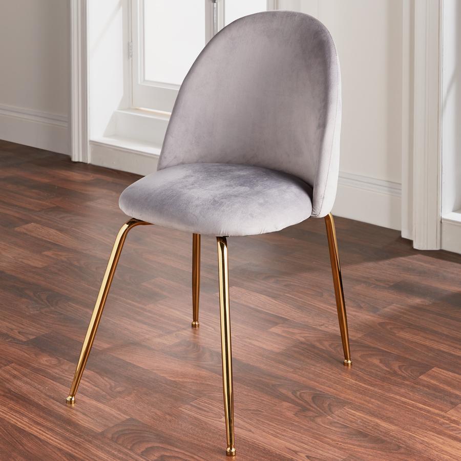 Native Home Grey Velvet Dining Chair with Gold Legs – image 4