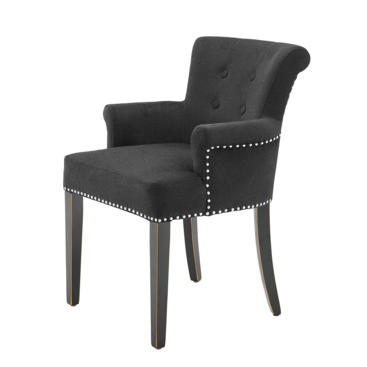 Eichholtz Key Largo Dining Chair Arm in Black Cashmere – image 2