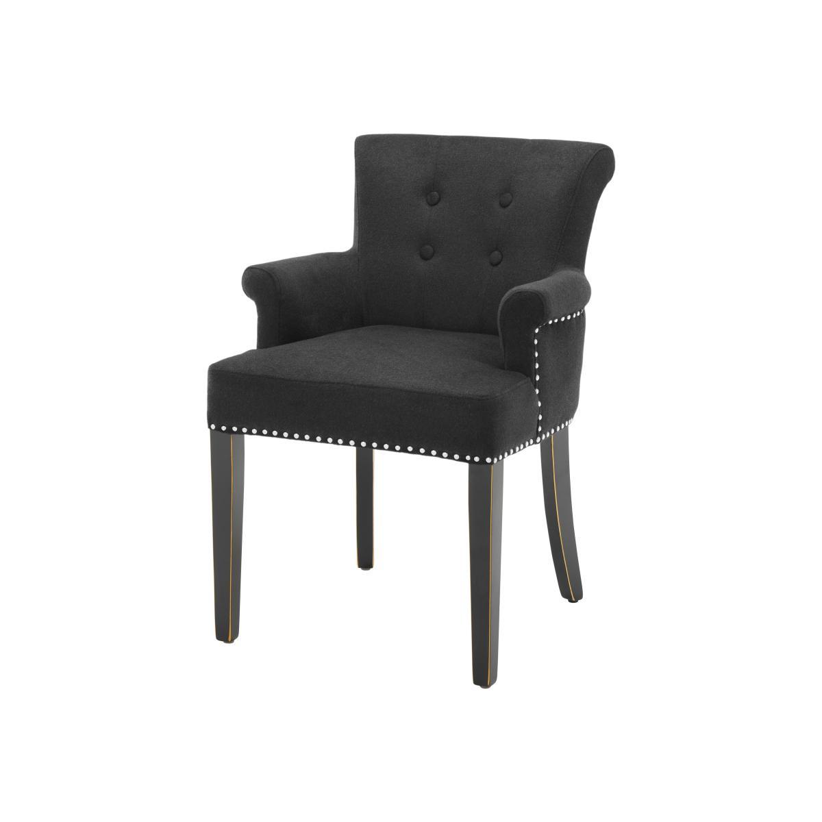 Eichholtz Key Largo Dining Chair Arm in Black Cashmere – image 1