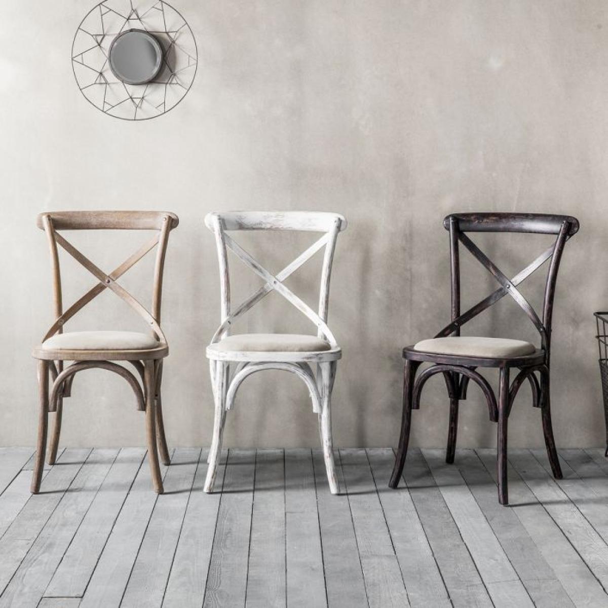 Gallery Interiors Set of 2 Café Dining Chairs - Linen & Off White Oak – image 3