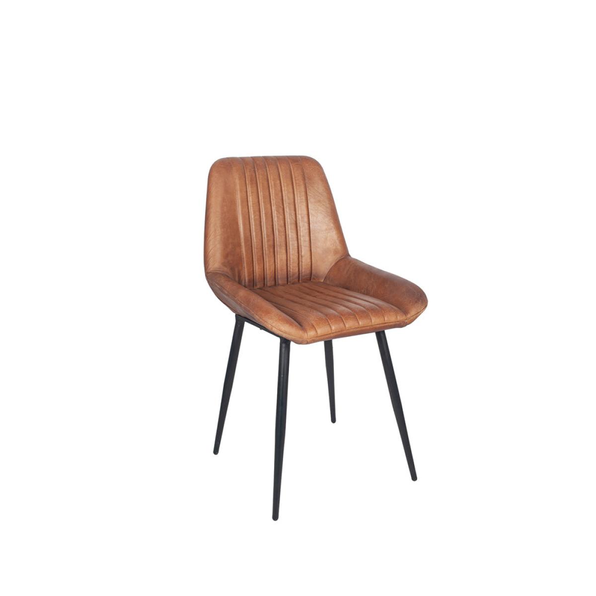 Olivia's Orbart Vintage Brown Leather and Iron Retro Dining Chair – image 2