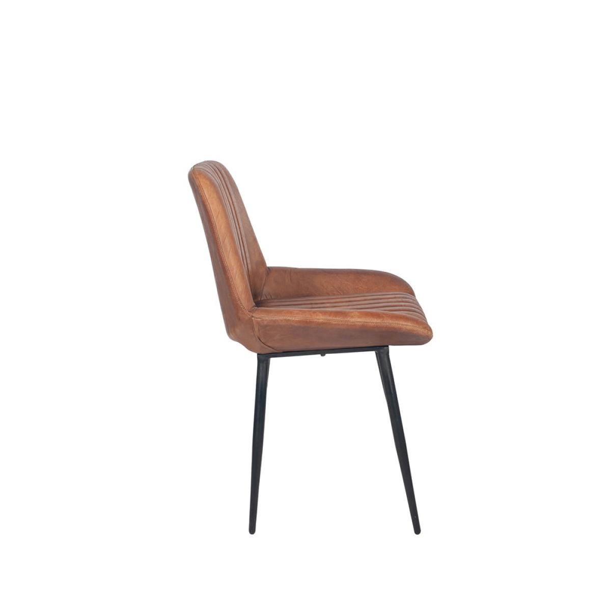 Olivia's Orbart Vintage Brown Leather and Iron Retro Dining Chair – image 3