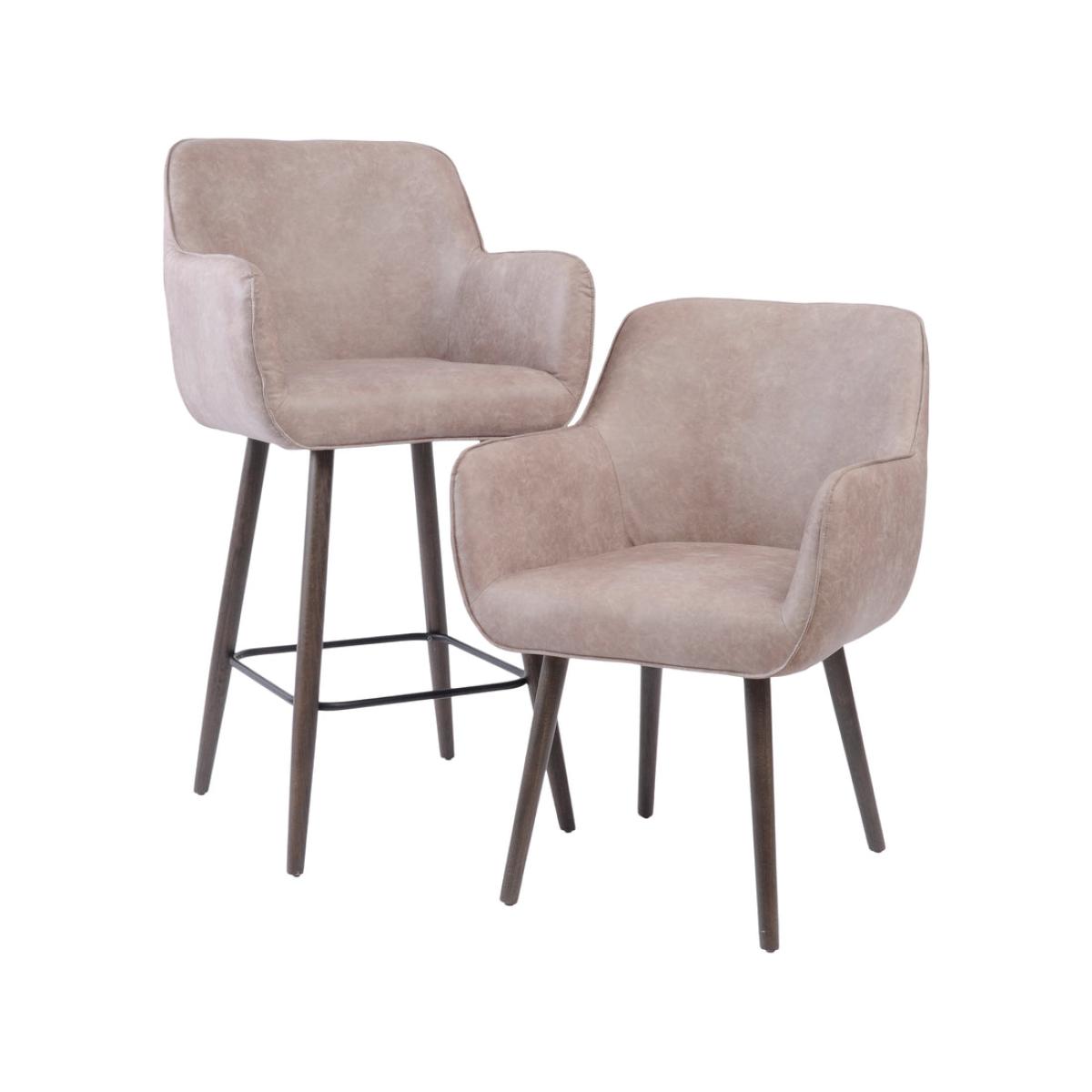 Libra Grey Leather Look Retro Dining Chair with arms / Grey – image 2
