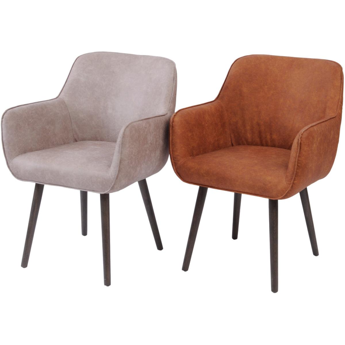 Libra Grey Leather Look Retro Dining Chair with arms / Grey – image 3