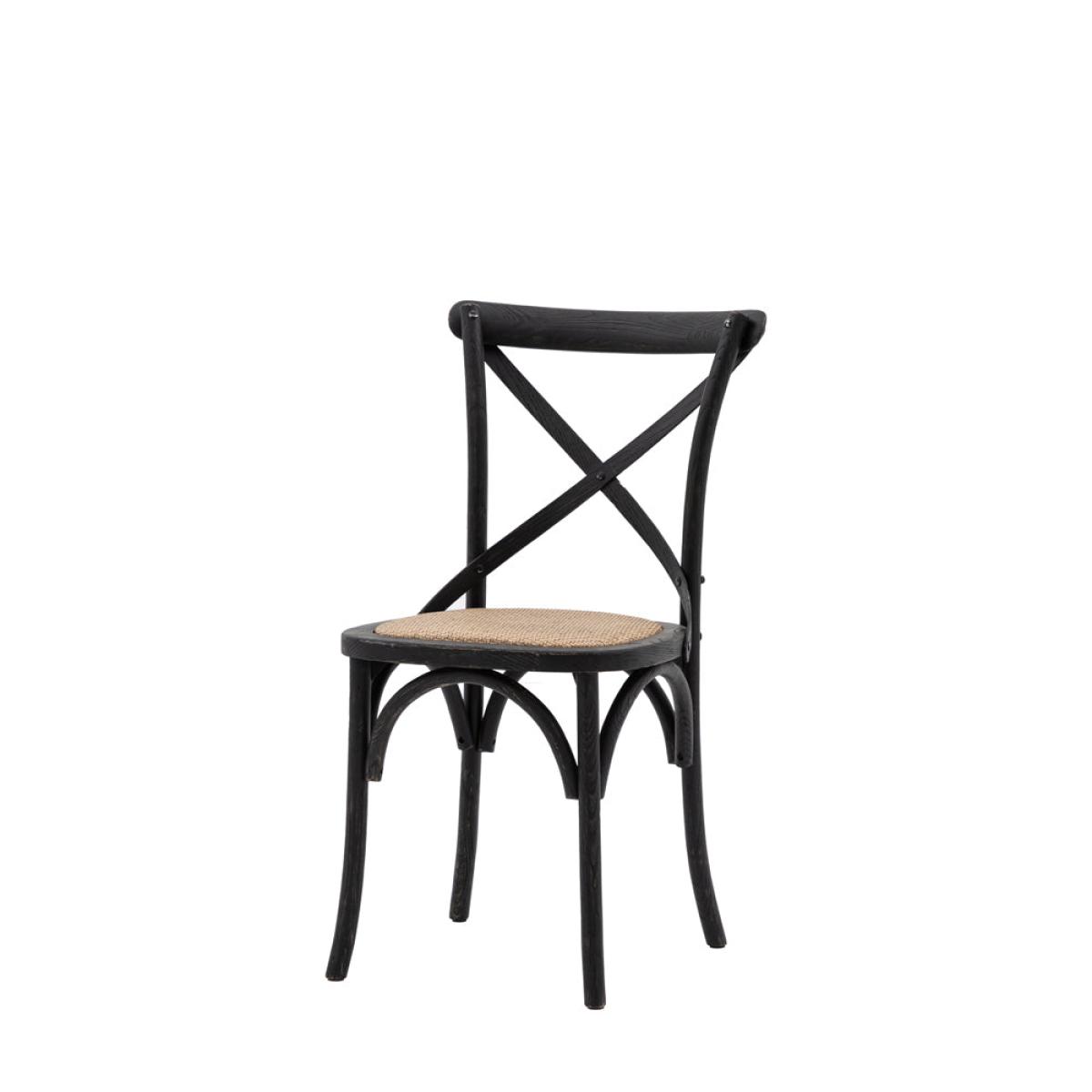Gallery Interiors Set of 2 Café Dining Chairs - Rattan & Black Oak | Outlet – image 2