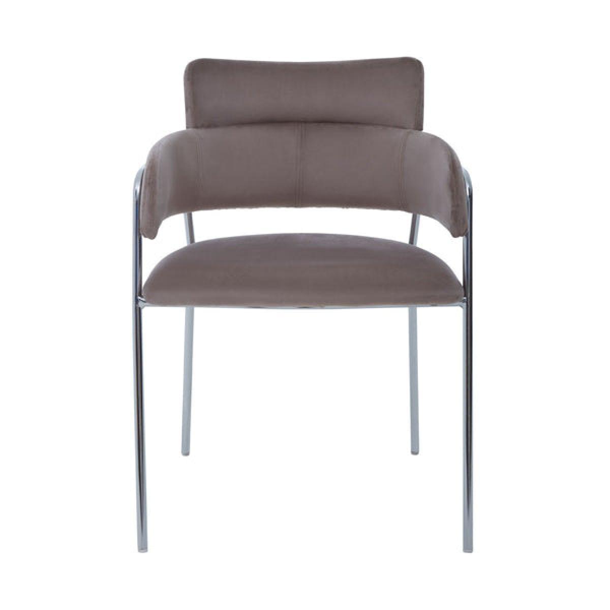 Olivia's Tara Dining Chair in brown Velvet Chrome Finish – image 2