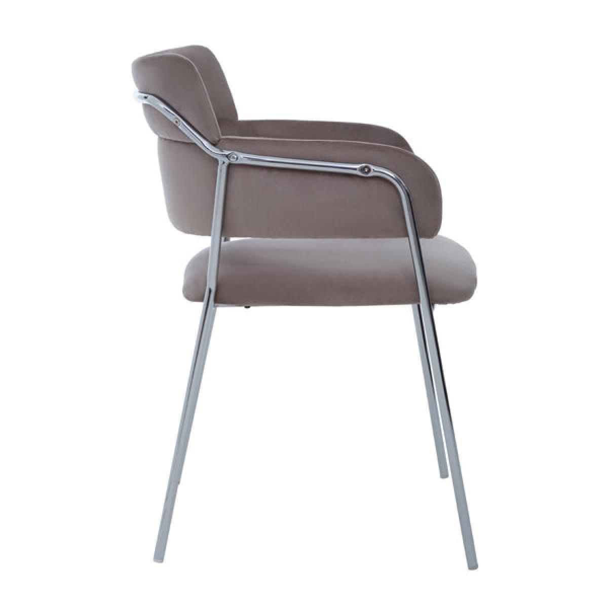Olivia's Tara Dining Chair in brown Velvet Chrome Finish – image 3