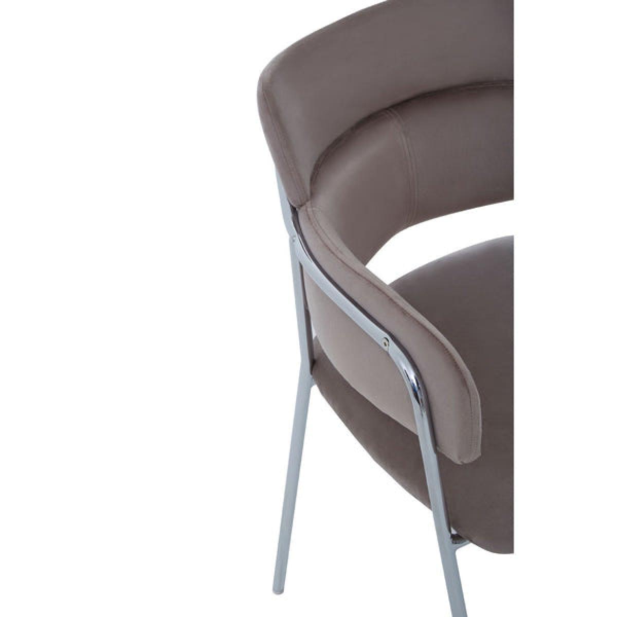 Olivia's Tara Dining Chair in brown Velvet Chrome Finish – image 5