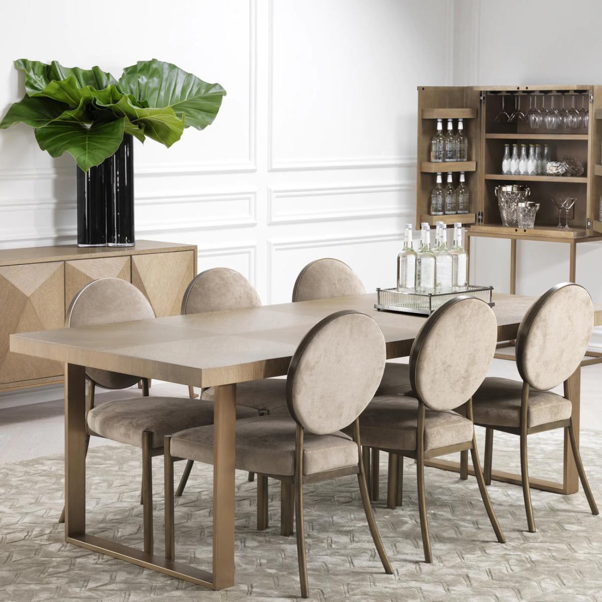 Eichholtz Scribe Dining Chair in Dark Brass Greige Velvet – image 2