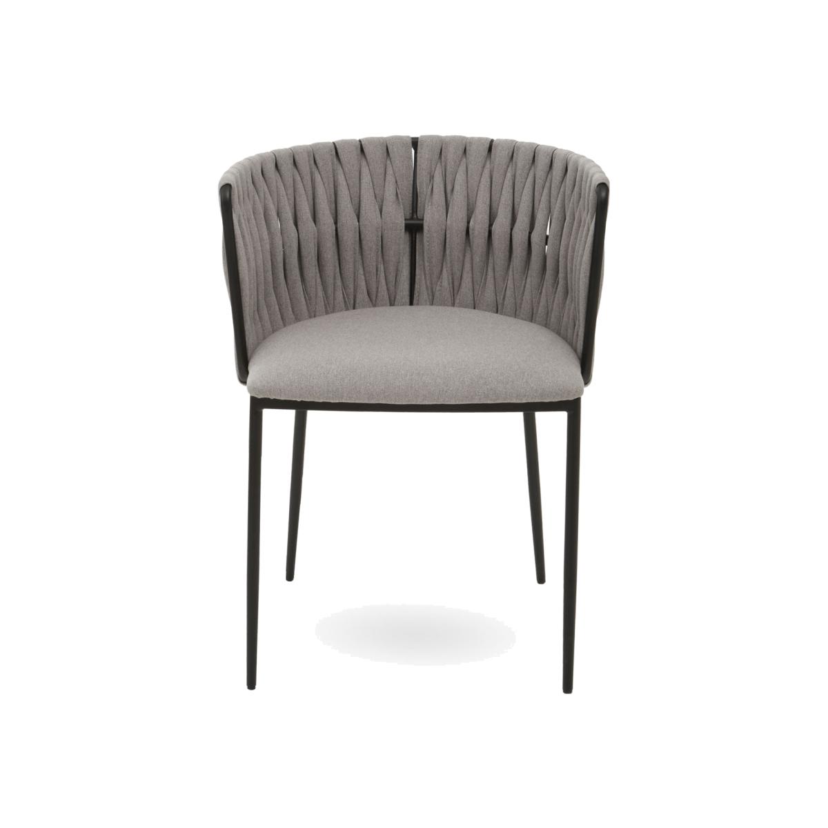 Olivia's Giselle Dining Chair in Grey Fabric & Black Frame