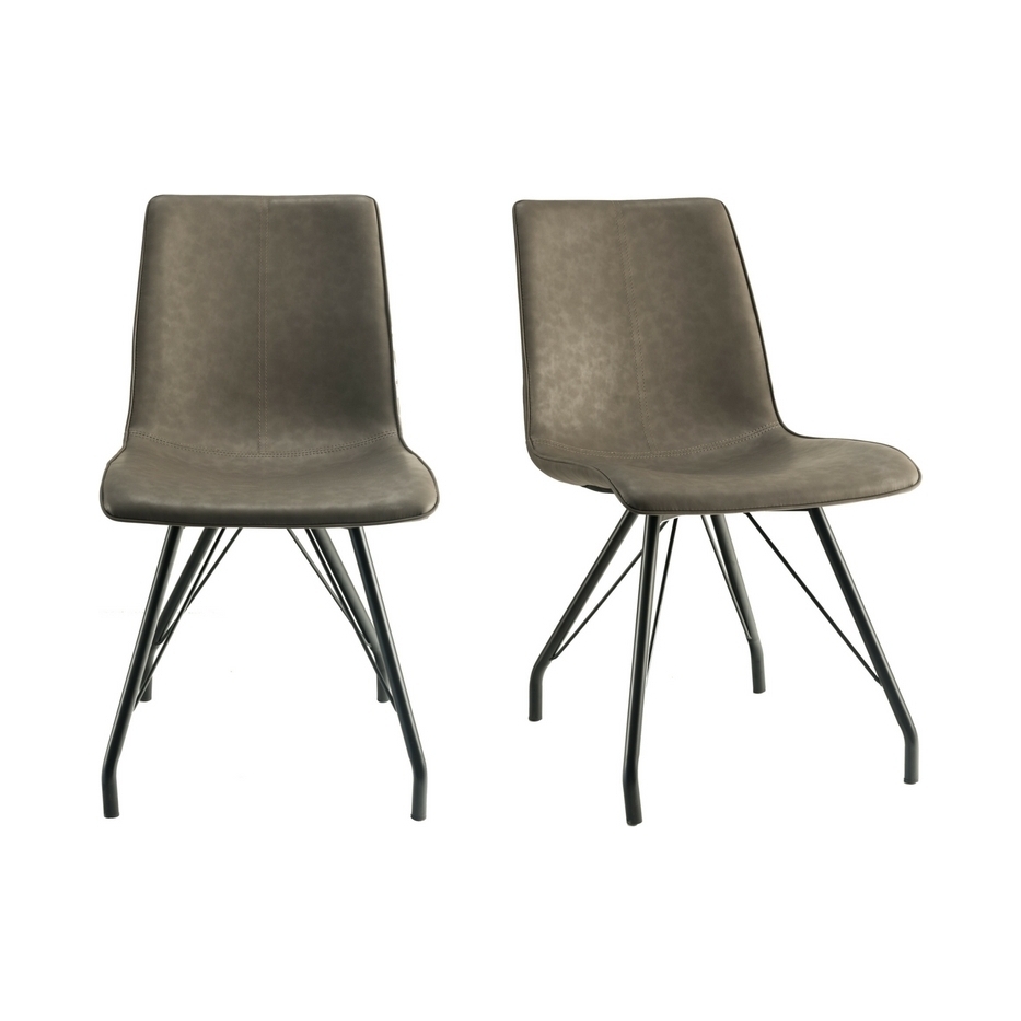 Bjork – Leather-Look Chair – Grey - Set of 2 – image 1