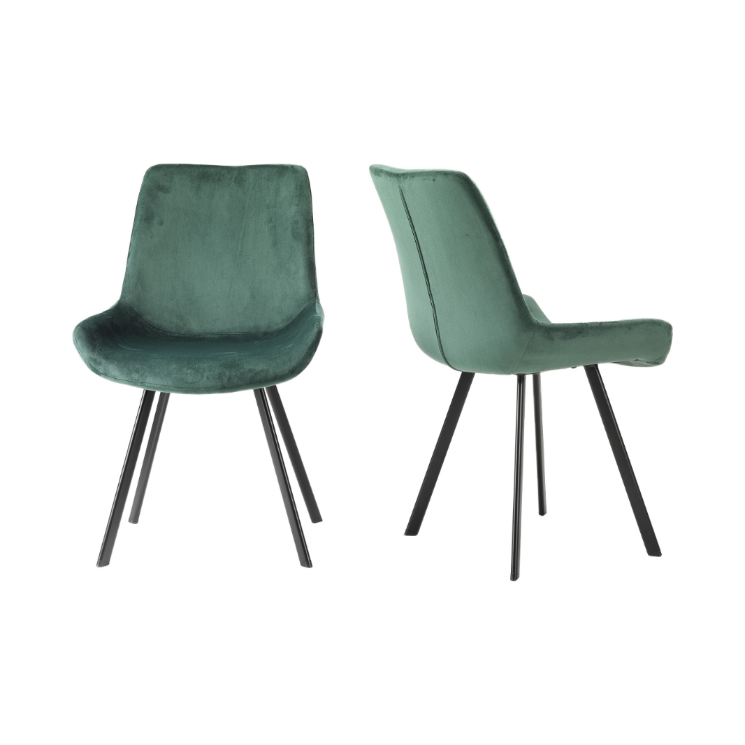 Aria - Velvet Chairs - Green - Set of 2
