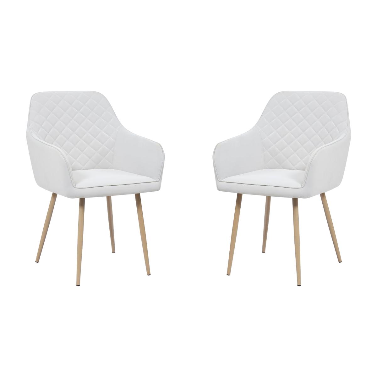 Erika - Cream Faux Leather Chair - Wood Legs - Set of 2