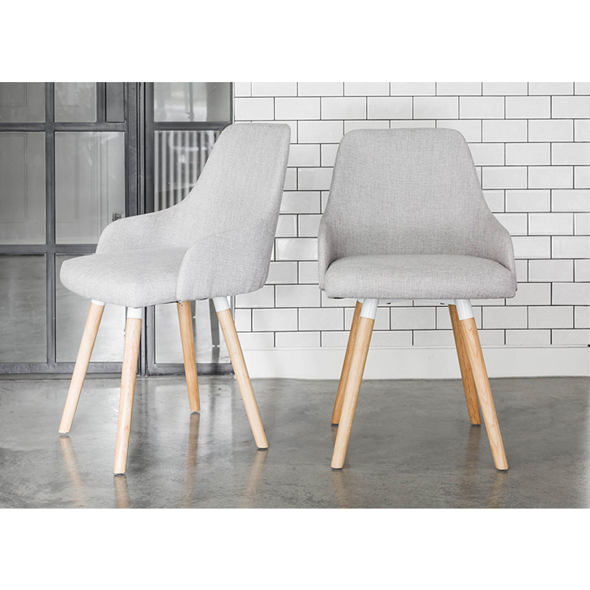 Vienna - Oak Dining Chairs with Grey Fabric - Set of 2
