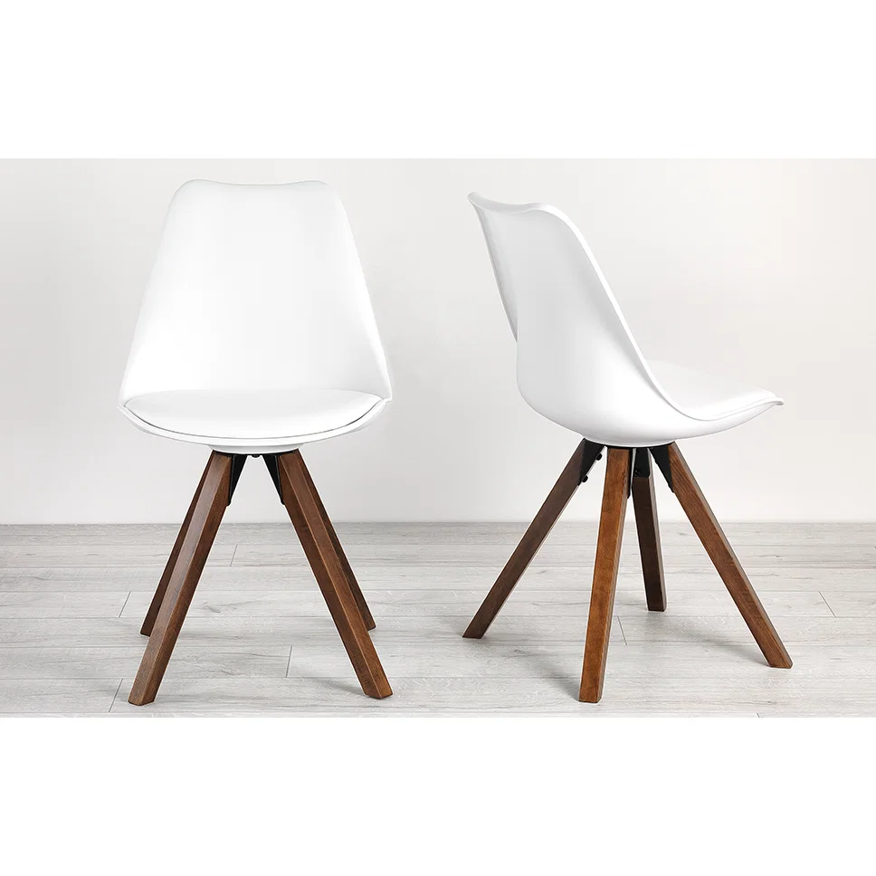 Bojan – Walnut Bucket Chairs - White - Set of 2