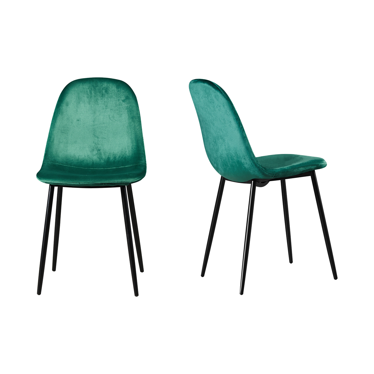 Astrid – Velvet Chairs – Green – Black Legs - Set of 2