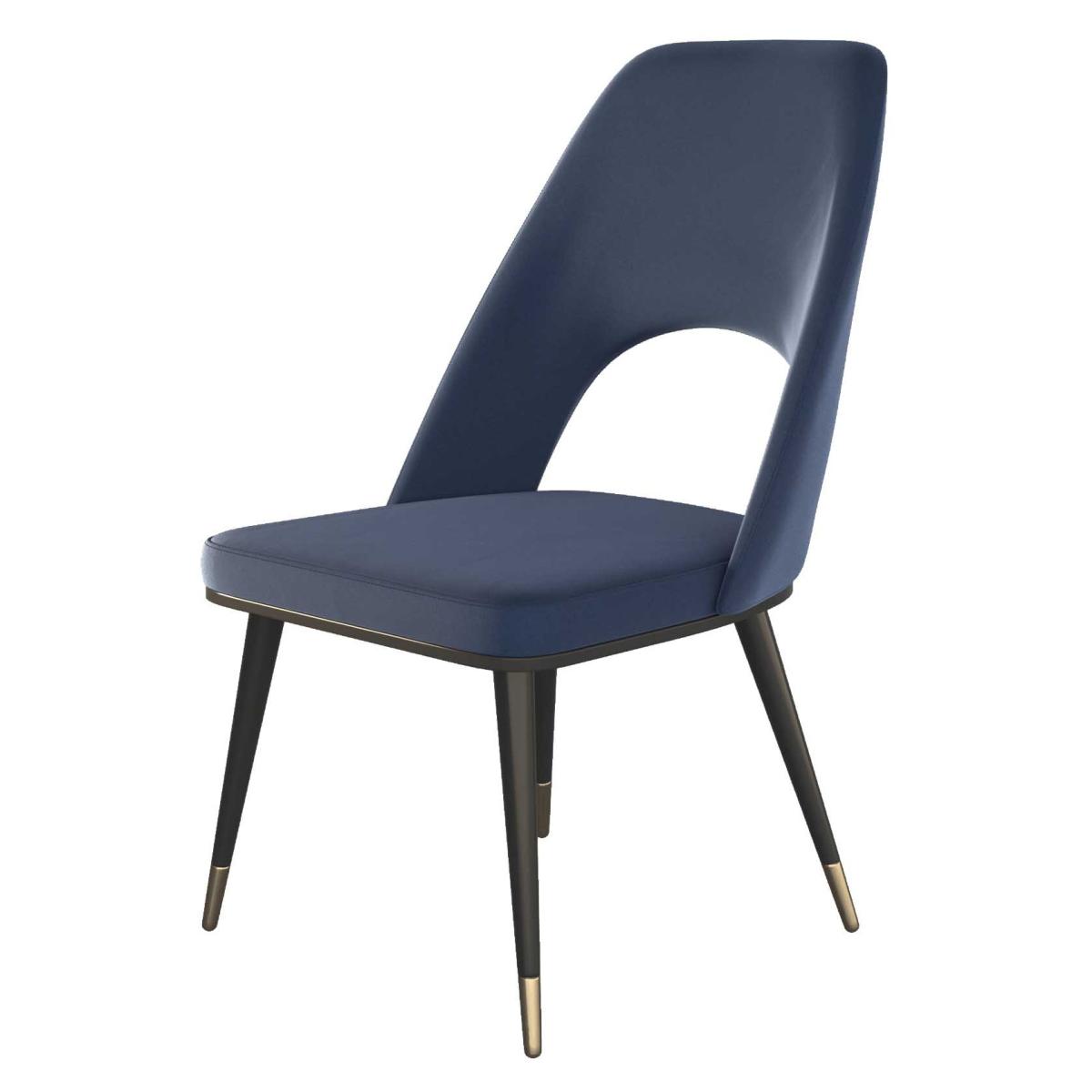 HND Sophie Black/Gold Dining Chair - Velvet Seat - Royal Blue Velvet – image 2