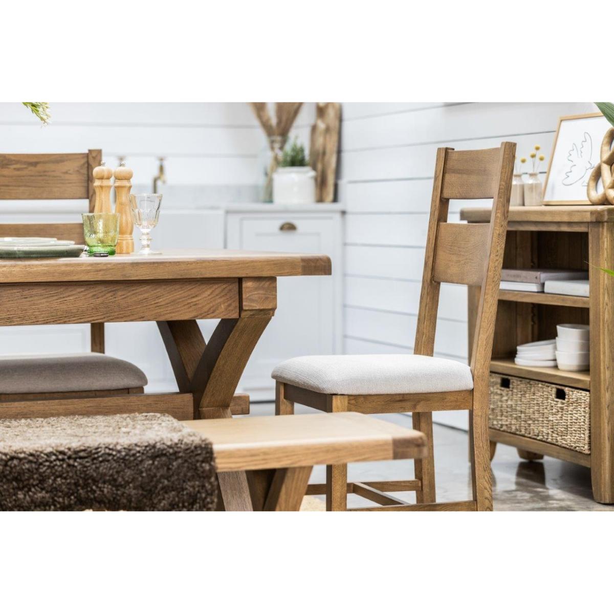 Juniper Pair of Upholstered Slat Back Dining Chairs - Smoked Oak In SmokedOak – image 8
