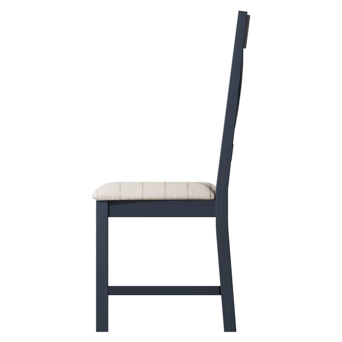 Downtown Hexham Painted Blue Cross Back Dining Chair Natural Check, Wool – image 4