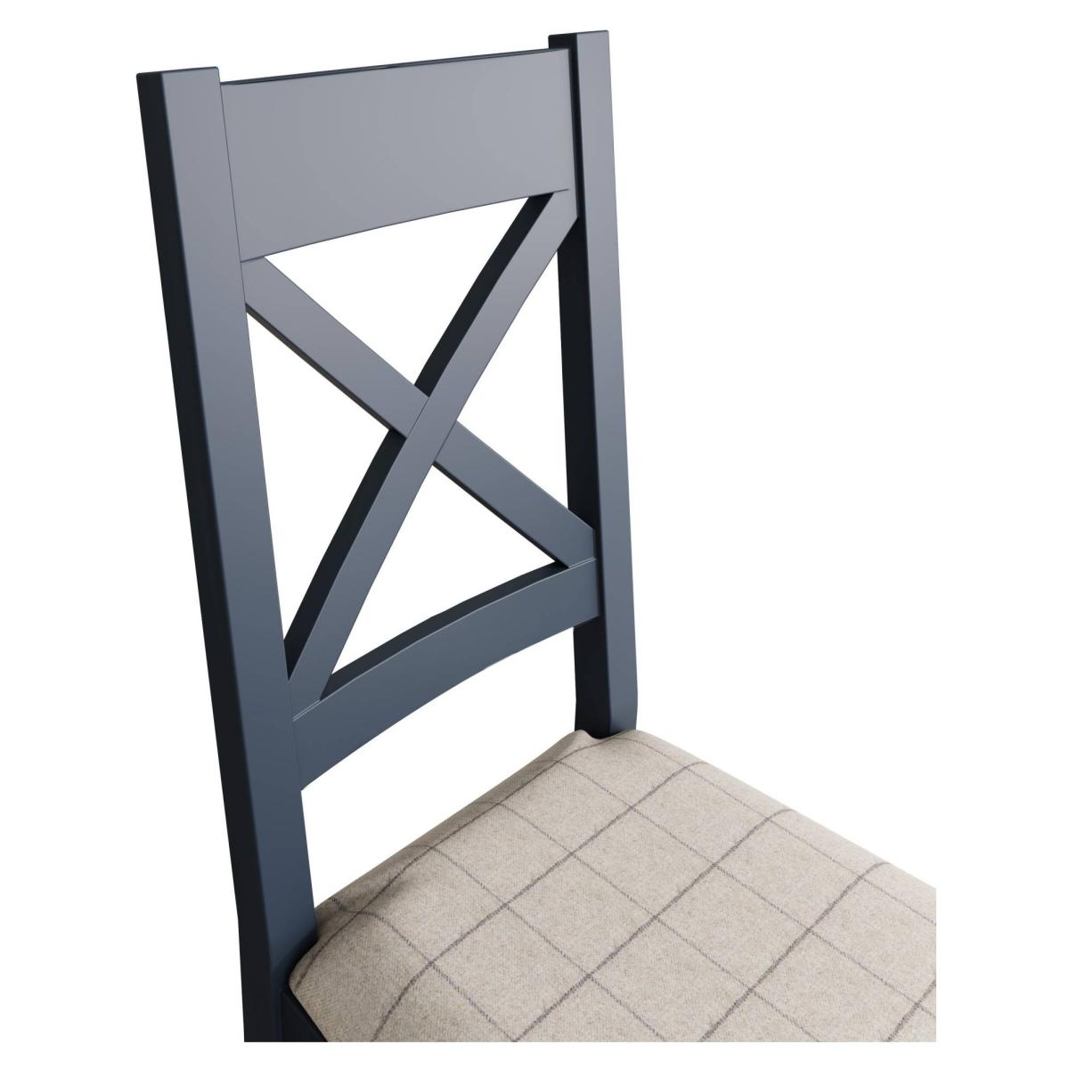 Downtown Hexham Painted Blue Cross Back Dining Chair Natural Check, Wool – image 6