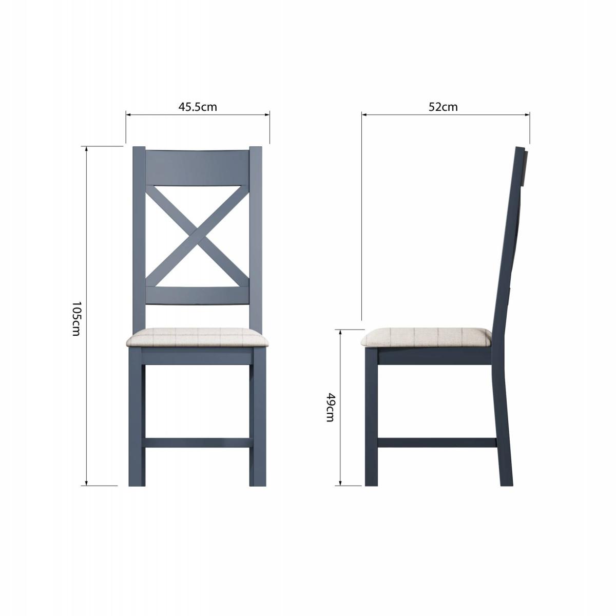 Downtown Hexham Painted Blue Cross Back Dining Chair Natural Check, Wool – image 7