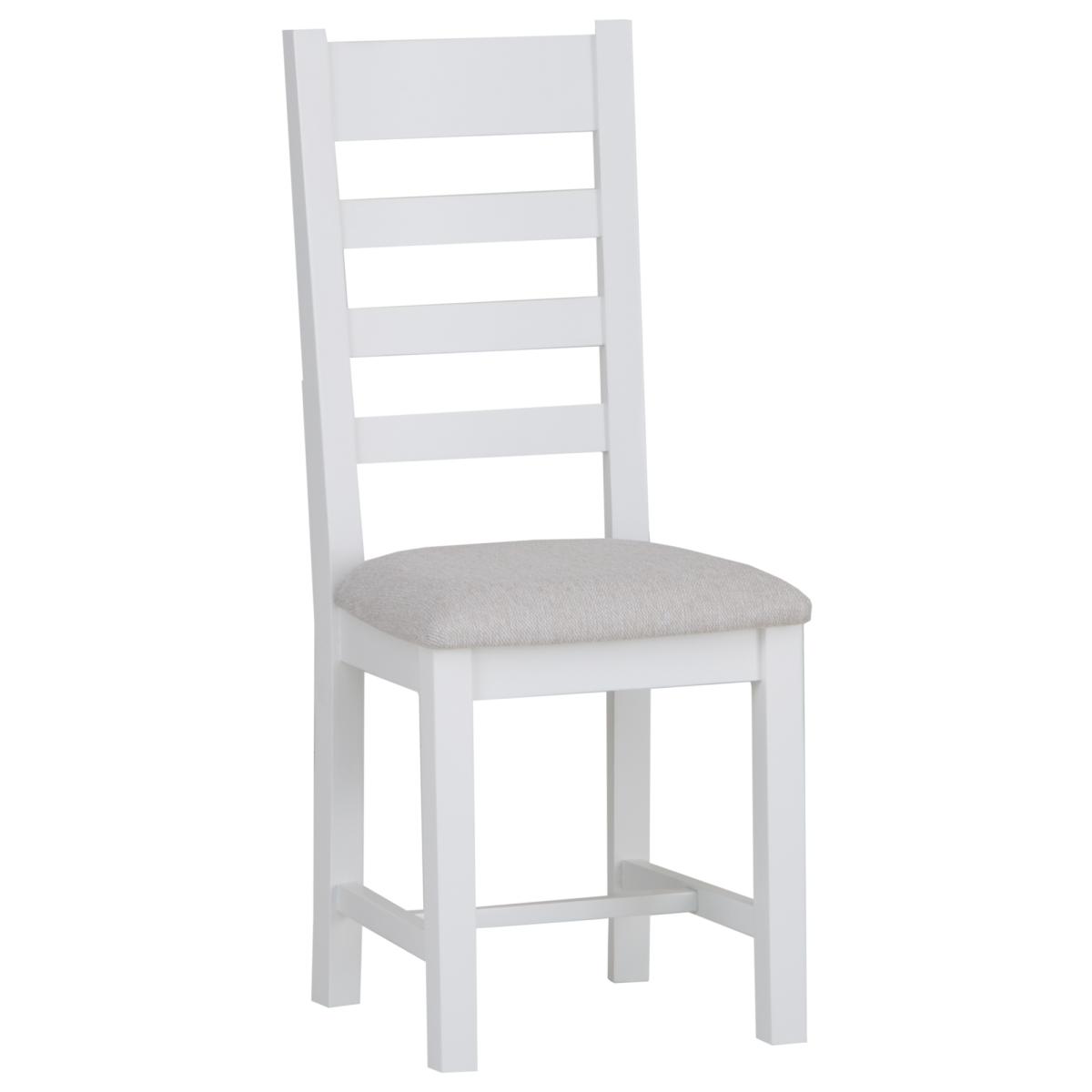 Easton Ladder Back Dining Chair With Fabric Seat - White – image 2