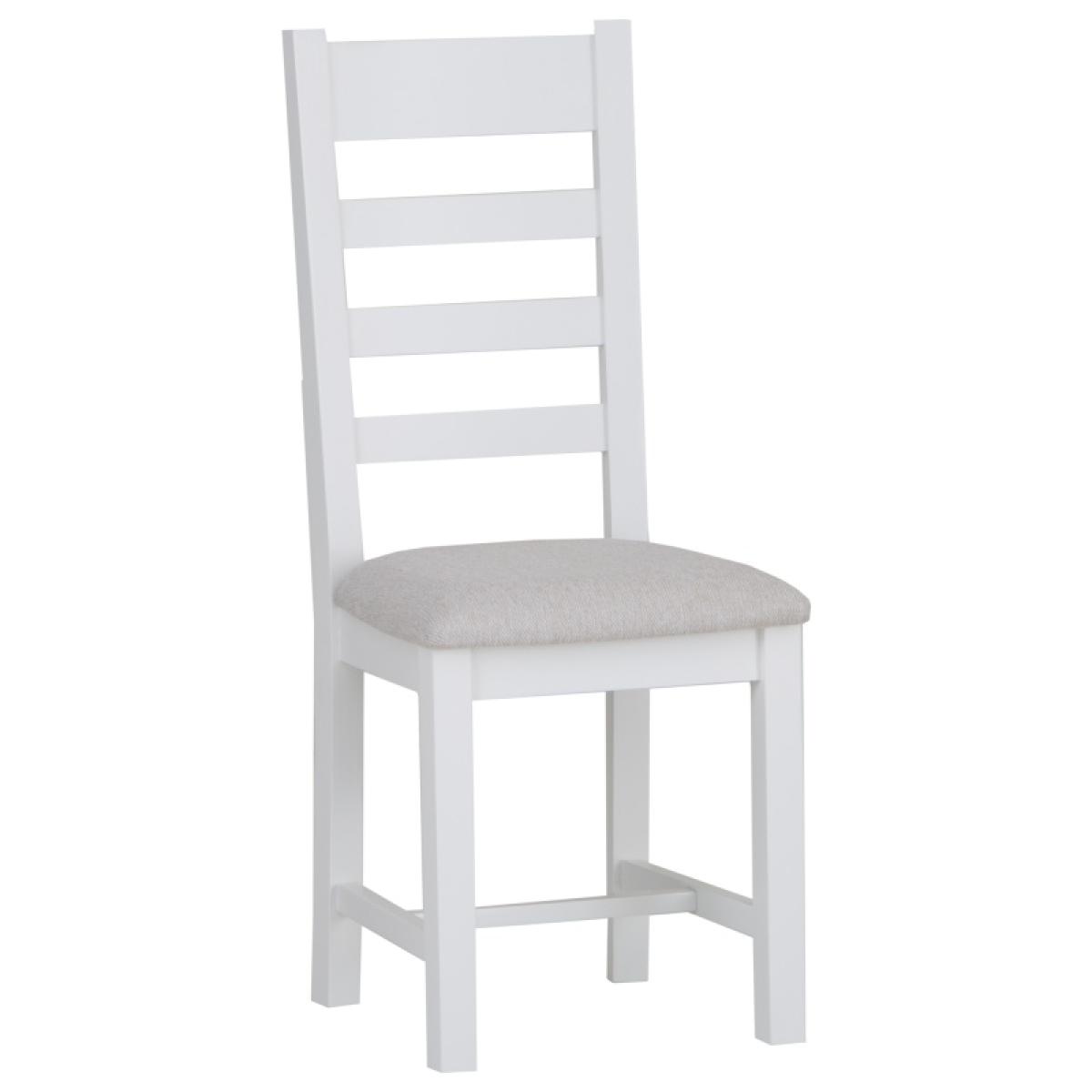 Easton Ladder Back Dining Chair With Fabric Seat - White – image 6