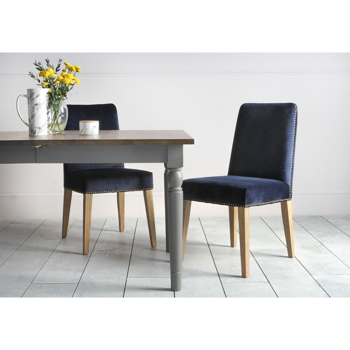 Fergus Dining Chair in Marine Velvet, Set of Two – image 7